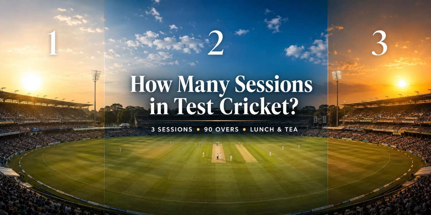How Many Sessions in Test Cricket explained with three match sessions, 90 overs, lunch and tea breaks